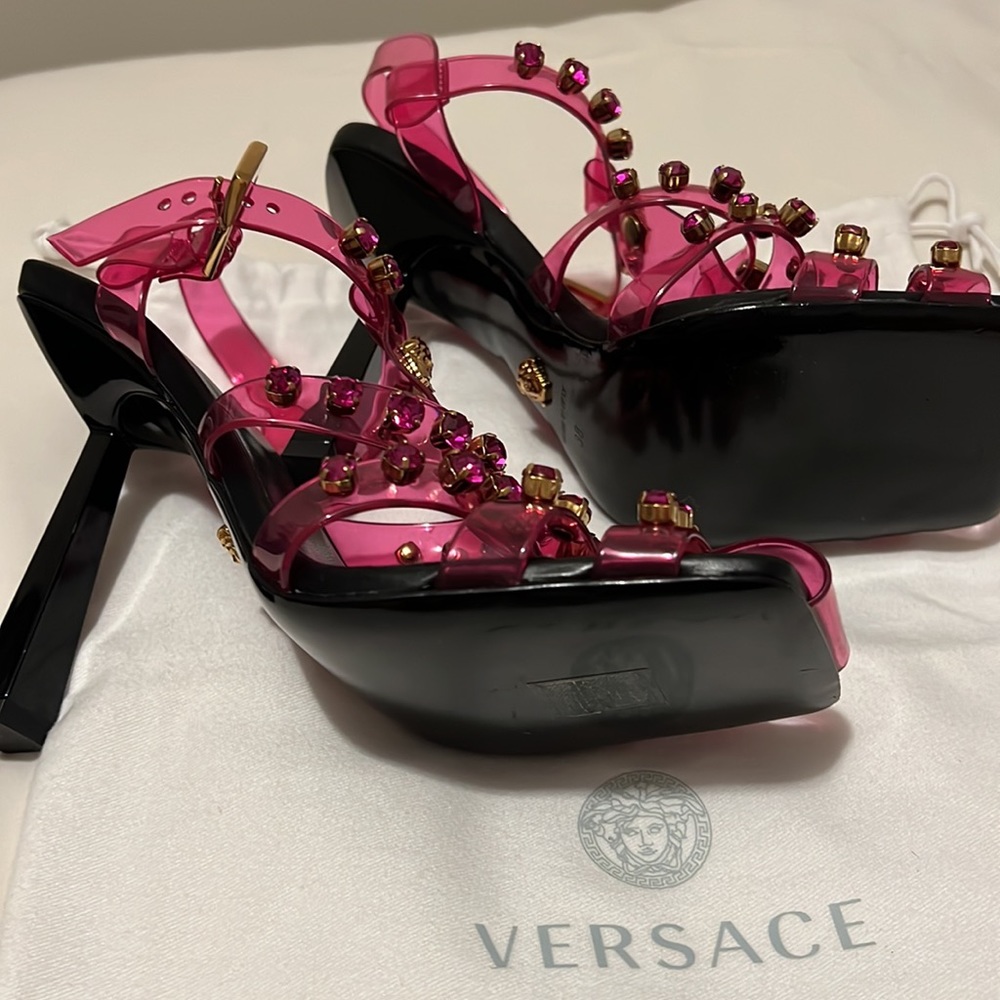 Versace PVC pink diamond studded heels - Picture 2 of 2